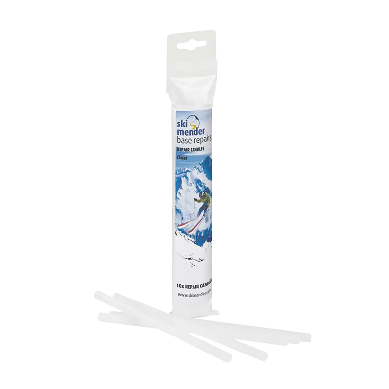 Načtěte obrázek do galerijního prohlížeče, Verpackung mit fünf transparenten Reparatursticks für Ski mit Skifahrer-Motiv auf dem Etikett.